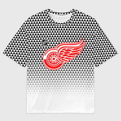 Мужская футболка оверсайз Детройт Ред Уингз - геометрический градиент
