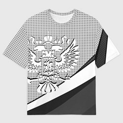 Футболка оверсайз мужская Герб России серый текстурный, цвет: 3D-принт