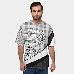 Футболка оверсайз мужская Герб России серый текстурный, цвет: 3D-принт — фото 2