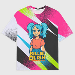 Футболка оверсайз мужская Билли Айлиш в стиле мультфильма, цвет: 3D-принт