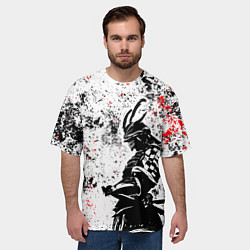 Футболка оверсайз мужская Самурай - брызги красок, цвет: 3D-принт — фото 2