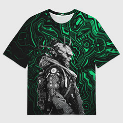 Футболка оверсайз мужская Японский кибернетический Они, цвет: 3D-принт