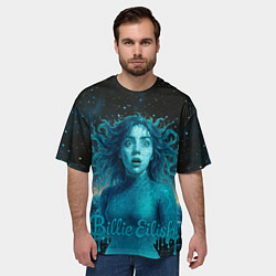 Футболка оверсайз мужская Билли Айлиш из волн, цвет: 3D-принт — фото 2
