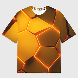 Футболка оверсайз мужская Желтые неоновые соты - текстура, цвет: 3D-принт