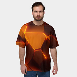 Футболка оверсайз мужская Оранжевые объемные пластины, цвет: 3D-принт — фото 2
