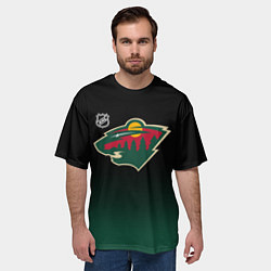 Футболка оверсайз мужская Миннесота Уайлд - градиент, цвет: 3D-принт — фото 2