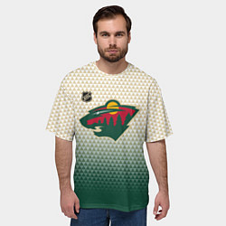 Футболка оверсайз мужская Миннесота Уайлд - геометрический градиент, цвет: 3D-принт — фото 2