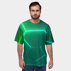 Футболка оверсайз мужская Зеленые неоновые плитки, цвет: 3D-принт — фото 2