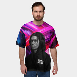 Футболка оверсайз мужская Bones в наушниках, цвет: 3D-принт — фото 2