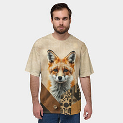 Футболка оверсайз мужская Удивительный рыжий лисёнок, цвет: 3D-принт — фото 2