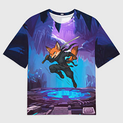 Футболка оверсайз мужская Лис ниндзя в прыжке, цвет: 3D-принт