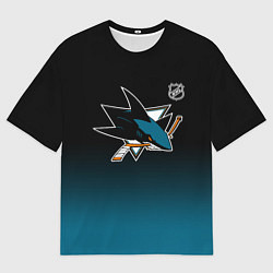 Футболка оверсайз мужская Сан Хосе Шаркс - градиент, цвет: 3D-принт