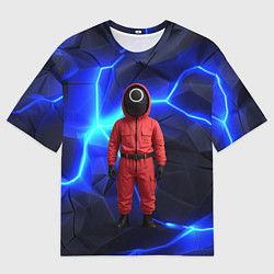 Футболка оверсайз мужская Игра в кальмара страж треугольник, цвет: 3D-принт