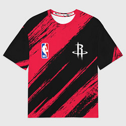 Футболка оверсайз мужская Хьюстон Рокетс - цвета команды, цвет: 3D-принт