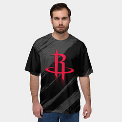 Футболка оверсайз мужская Хьюстон Рокетс - черно серый, цвет: 3D-принт — фото 2