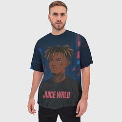 Футболка оверсайз мужская Juice WRLD - Неоновый аниме арт, цвет: 3D-принт — фото 2