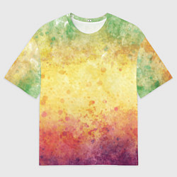 Мужская футболка оверсайз Абстракция - layers of green, yellow and red