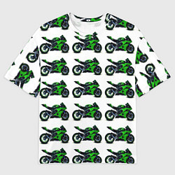 Футболка оверсайз мужская Motorbike green, цвет: 3D-принт