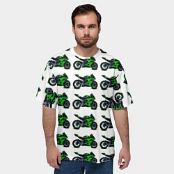 Футболка оверсайз мужская Motorbike green, цвет: 3D-принт — фото 2