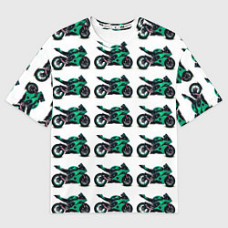 Футболка оверсайз мужская Motorcycle turquoise, цвет: 3D-принт