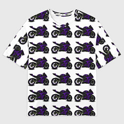 Футболка оверсайз мужская The motorcycle is dark purple, цвет: 3D-принт