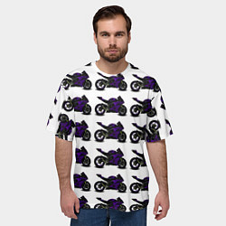Футболка оверсайз мужская The motorcycle is dark purple, цвет: 3D-принт — фото 2
