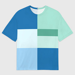 Футболка оверсайз мужская Мятное небо колор-блок, цвет: 3D-принт