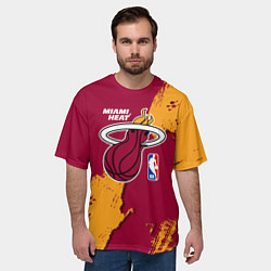 Футболка оверсайз мужская Майами Хит - разлитая краска, цвет: 3D-принт — фото 2