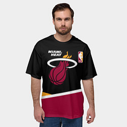 Футболка оверсайз мужская Майами Хит - линии, цвет: 3D-принт — фото 2