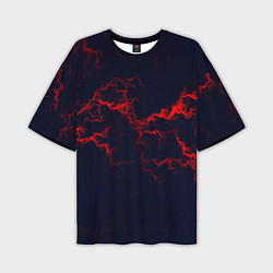 Футболка оверсайз мужская Lightning red glow, цвет: 3D-принт