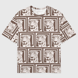 Футболка оверсайз мужская Леопард в кофейном, цвет: 3D-принт