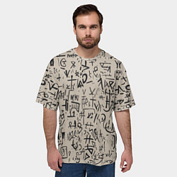 Футболка оверсайз мужская Иероглифы маори, цвет: 3D-принт — фото 2