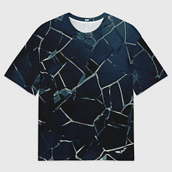 Футболка оверсайз мужская Тёмный чёрно-синий битые плиты, цвет: 3D-принт