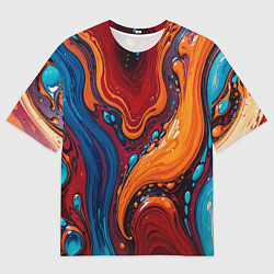 Мужская футболка оверсайз Пламя и синева