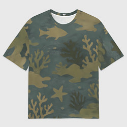Мужская футболка оверсайз Подводный камуфляж из рыб