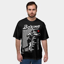 Футболка оверсайз мужская Бокс - тяжело в учебе легко в бою, цвет: 3D-принт — фото 2