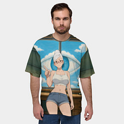 Футболка оверсайз мужская Dandadan Seiko в комнате указывает, цвет: 3D-принт — фото 2