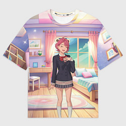 Футболка оверсайз мужская Дандадан Сиратори Айра смущается, цвет: 3D-принт