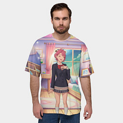 Футболка оверсайз мужская Дандадан Сиратори Айра смущается, цвет: 3D-принт — фото 2