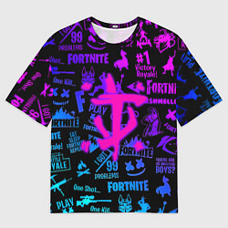 Футболка оверсайз мужская Fortnite x doom neon logo, цвет: 3D-принт