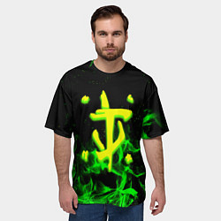 Футболка оверсайз мужская Doom кислотное лого огненный, цвет: 3D-принт — фото 2