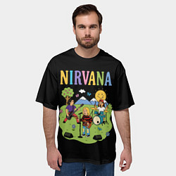 Футболка оверсайз мужская Нирвана мультяшный стиль, цвет: 3D-принт — фото 2
