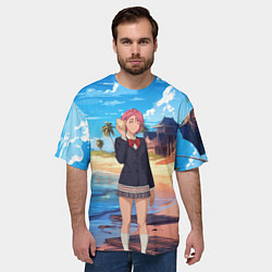 Футболка оверсайз мужская Дандадан Сиратори Айра с ракушкой в руках, цвет: 3D-принт — фото 2