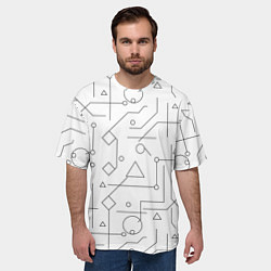 Футболка оверсайз мужская Техно-Геометрия на белое, цвет: 3D-принт — фото 2