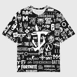 Футболка оверсайз мужская Doom логотипы всех игр, цвет: 3D-принт