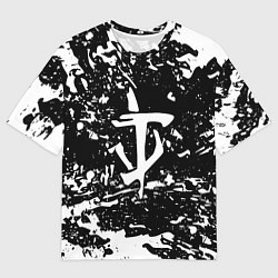 Мужская футболка оверсайз Doom краски белые штрихи