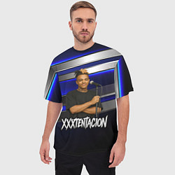 Футболка оверсайз мужская XXXTentacion с микрофоном довольный, цвет: 3D-принт — фото 2