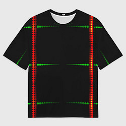 Футболка оверсайз мужская Color black green orange stripes, цвет: 3D-принт