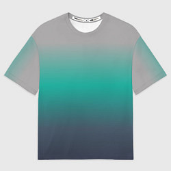 Мужская футболка оверсайз Градиент серо-зеленый