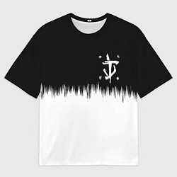 Футболка оверсайз мужская Doom краски черно белый, цвет: 3D-принт